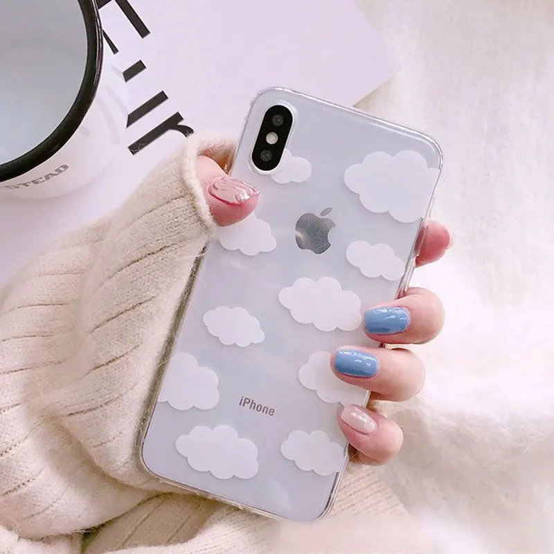 Прозрачный чехол для телефона с принтом белого облака IPhone 12 11 Pro MAX Xs Xr 6s 7 8 Plus SE2020