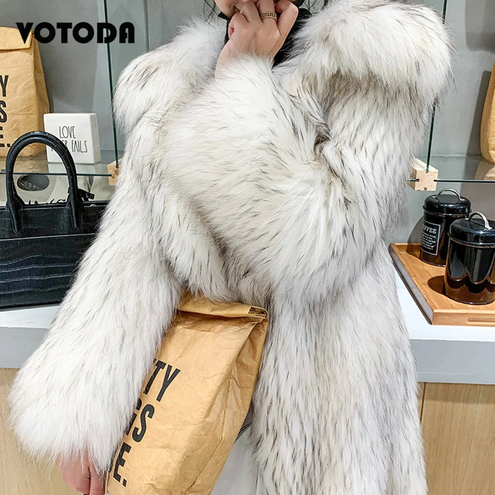 Зимнее пальто из меха енота женские длинные толстые теплые куртки