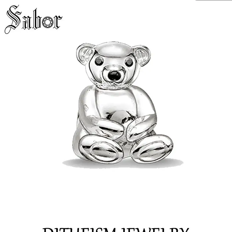 Мужские DIY бусы Медведь Шарм 2020 Новый серебряный цвет ювелирные изделия милый