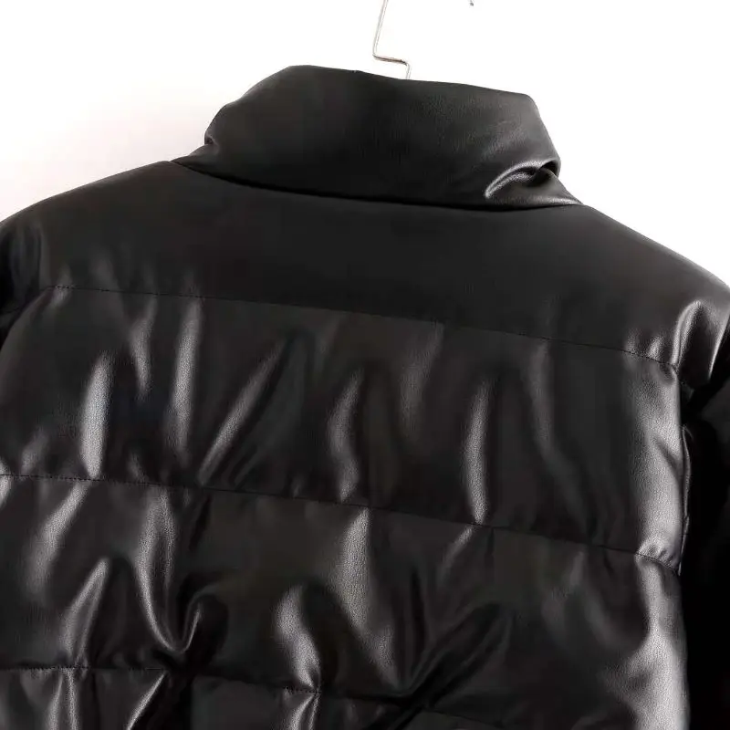 

Women's jacketshort fur coat, women's fashion short collar, black PU leather coat, women's elegant zipper cotton jacket, wom