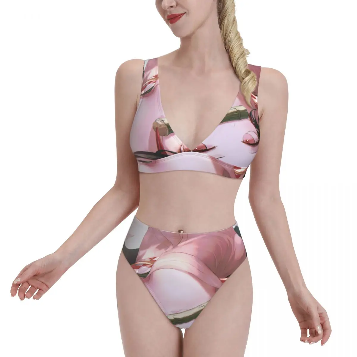 

Bikini Slayer Vertical Kimetsu No Yaiba Exotic high Waist swimsuit separate Japanese Anime Kawaii Women bathing suit SwimSuit