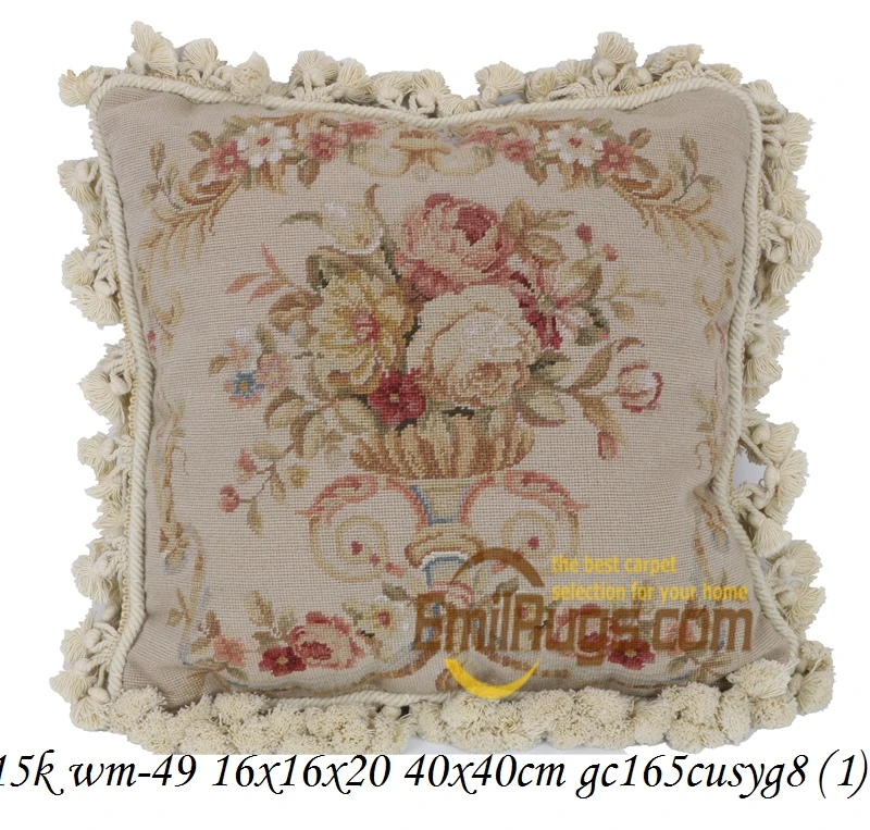 15k wm-49 16x16 Подушка для дивана с розами, выполненная вручную в европейском стиле, прекрасный диван-стул, домашний декор, ручная вышивка - Цвет: 15k wm-49 16x16