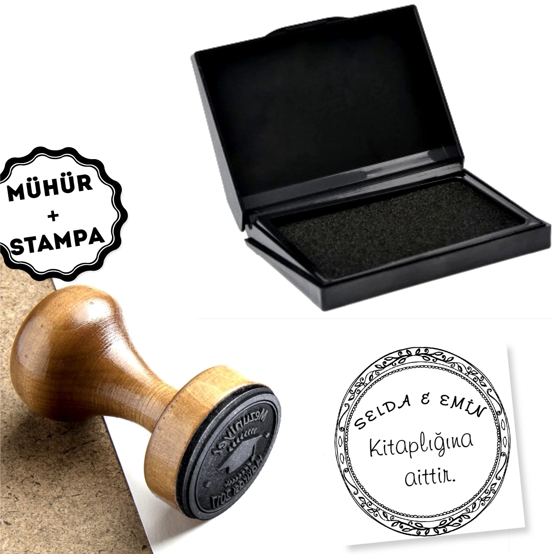 

Personalized Name Written Wood Book Seal-A850