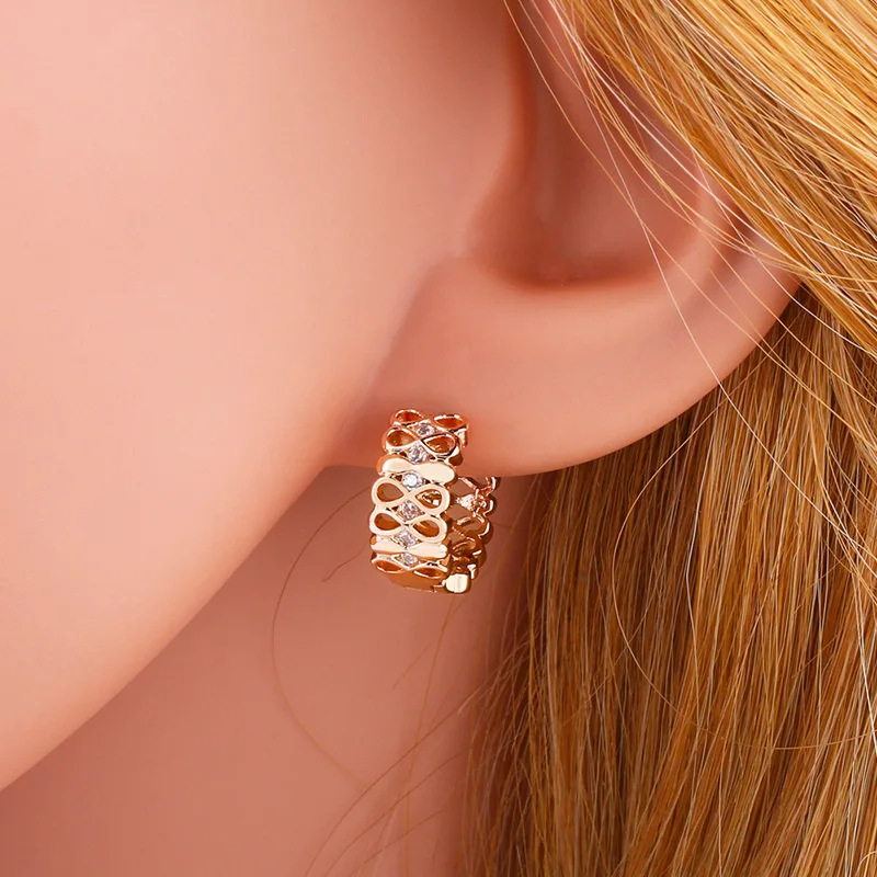 OCESRIO полые r розовое золото 585 модные Висячие серьги круглые бесконечности с