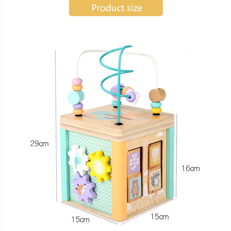 

Montessori Forest Multifunctional Box Montessori Toys Wooden Beaded Maze Shape Recognition Toy For Children Math Toys Gift