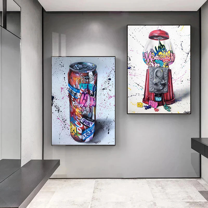 

Graffiti Drink Water Art Poster Mural Modern Style Graffiti Art Canvas Posters and Prints Wall Art Pictures Home Decor