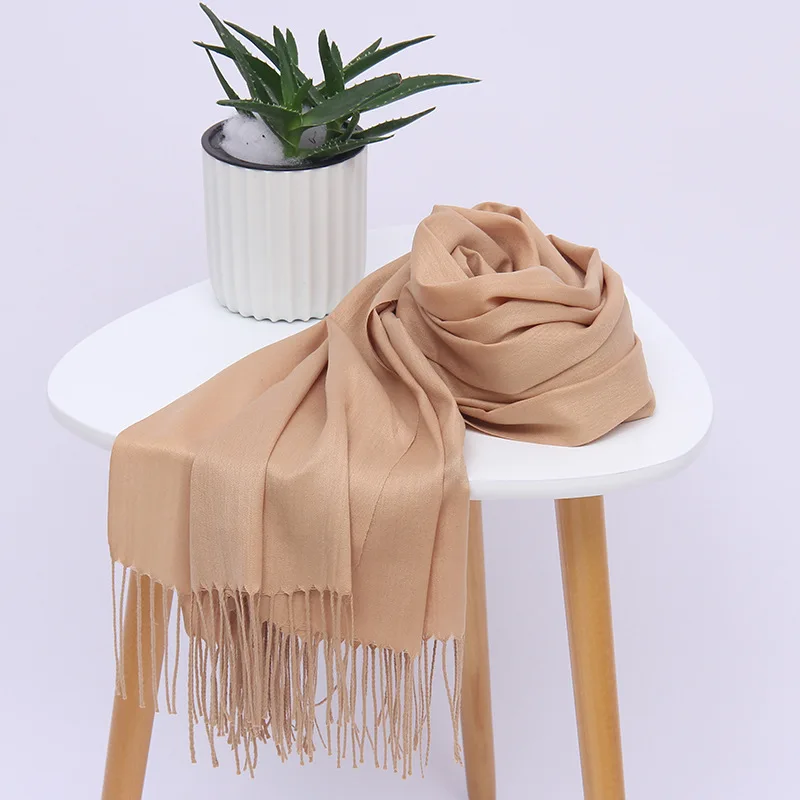 Женские однотонные хлопковые шарфы с кисточками женский тонкий весенний шарф