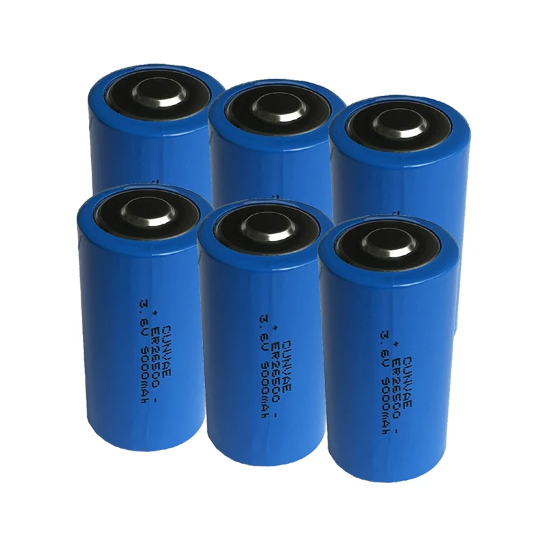 

6Pcs 3.6V 9000mah ER 26500 batteries primary C Li-SOCl2 batteria ER26500 shelf life 10years Superior LR14 R14P 1.5V C Battery