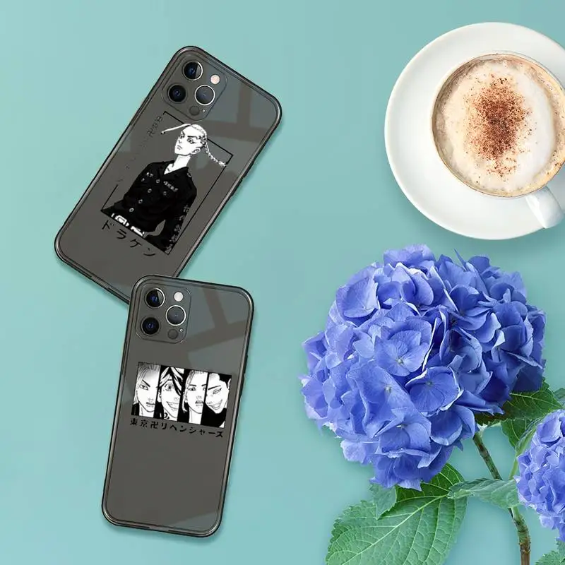 

Tokyo Revengers Phone Case For iPhone 12 11 8 7 se 2020 pro X XS XR MAX Plus Black Transparent Cover