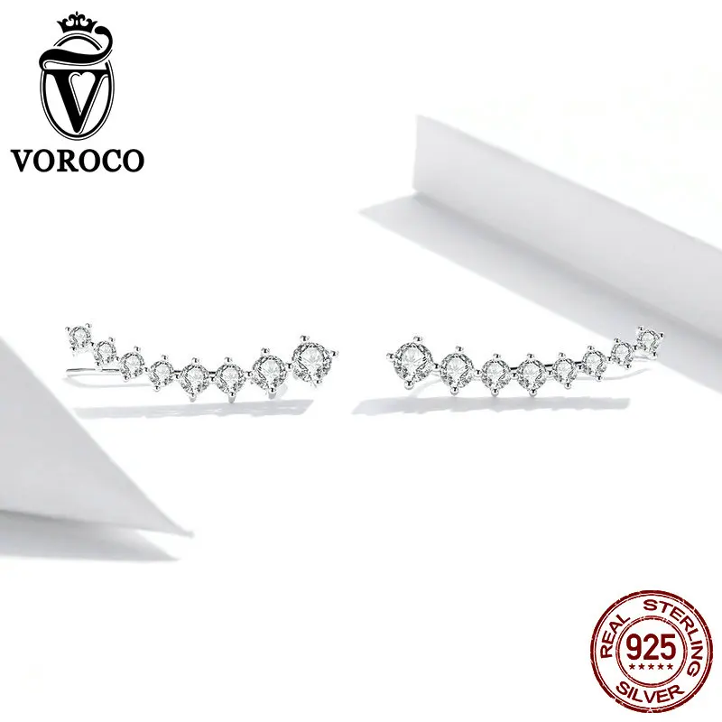 VOROCO модные серьги гвоздики из стерлингового серебра 925 пробы блестящий