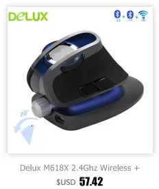 Delux M618X эргономичная Вертикальная мышь геймерская Проводная игровая компьютерная 6D мышь 4000 dpi USB регулируемый угол лазерная мышь для ноутбука