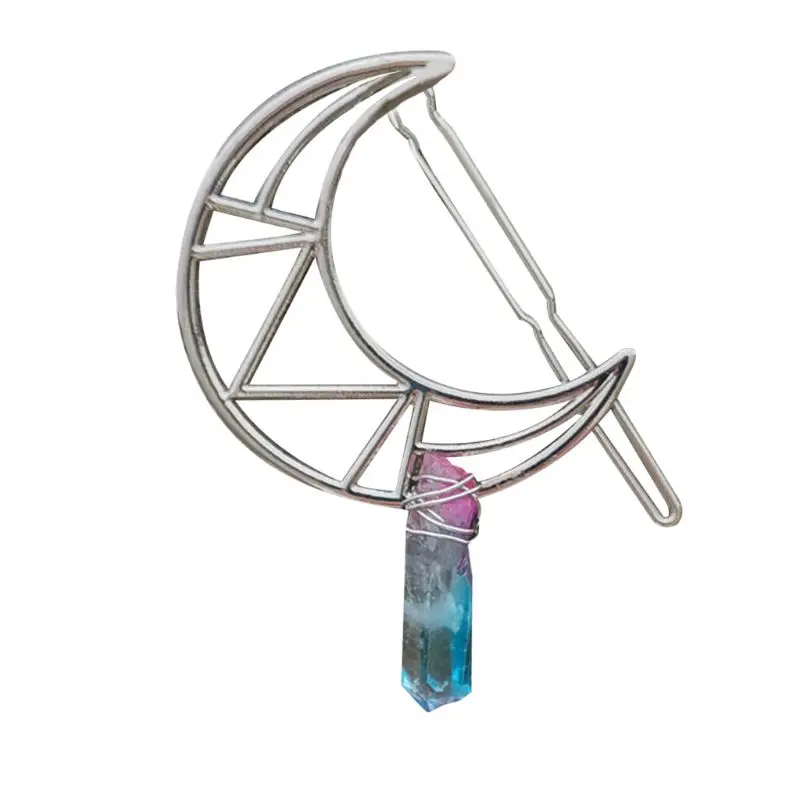 Винтажная заколка для волос в виде полумесяца искусственного кварца