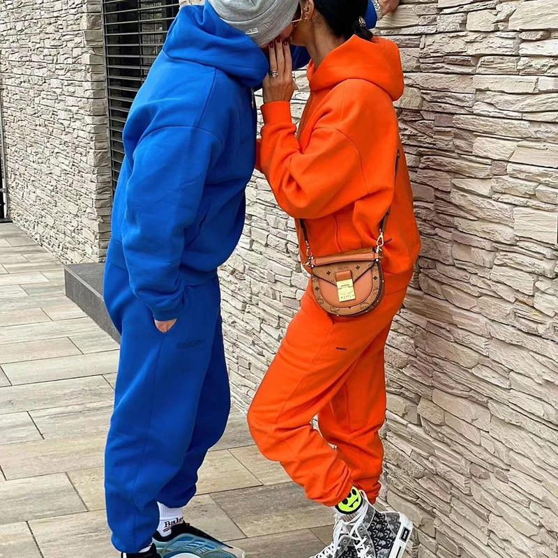 

100% Cotton Men Letter Couple Sportswear Couple Sportswear Suit Men's Sports Hoodie + Pants Suit Casual Sportswear Men's Hoodie