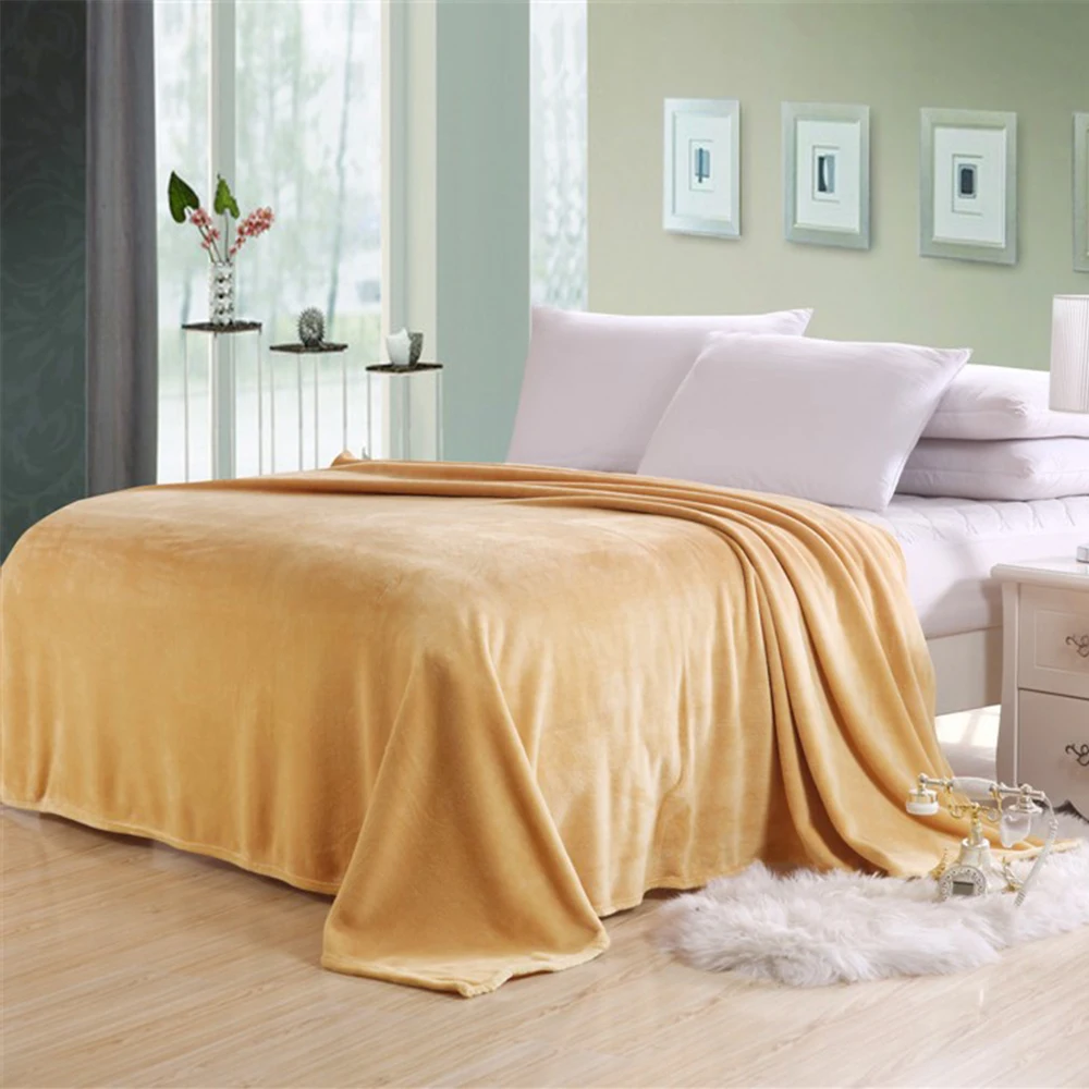 

EHOMEBUY Coral Fleece Bed Blankets Solid Color Sofa Cover Bedspread Flannel Blankets Light Weight Portable Car Travel