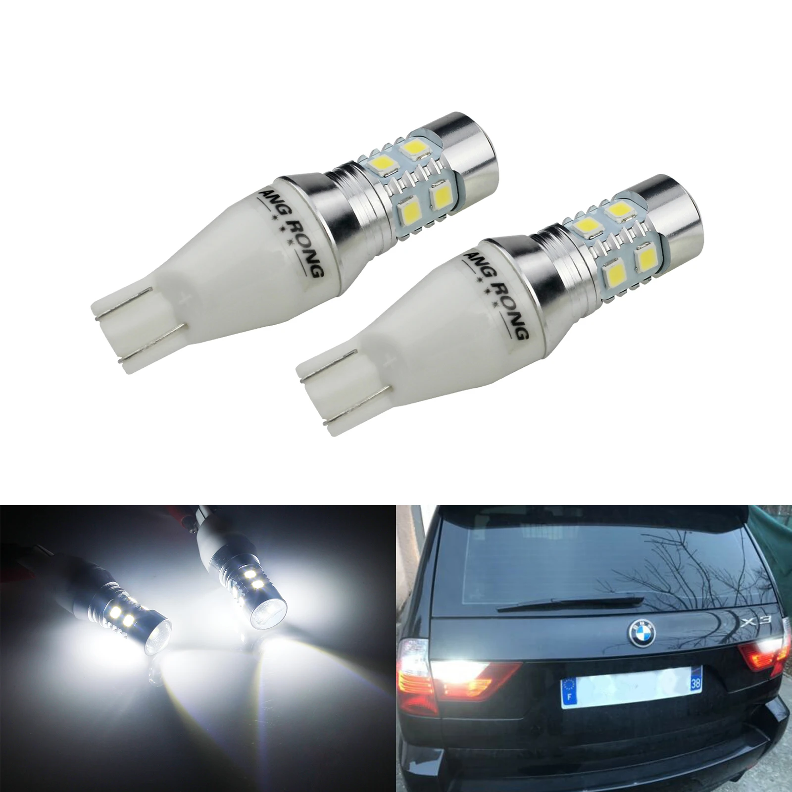 ANGRONG 2x T15 W16W 921 лампочка 10 Вт Светодиодный фонарь заднего хода стояночные огни белый 12 В (CA321)