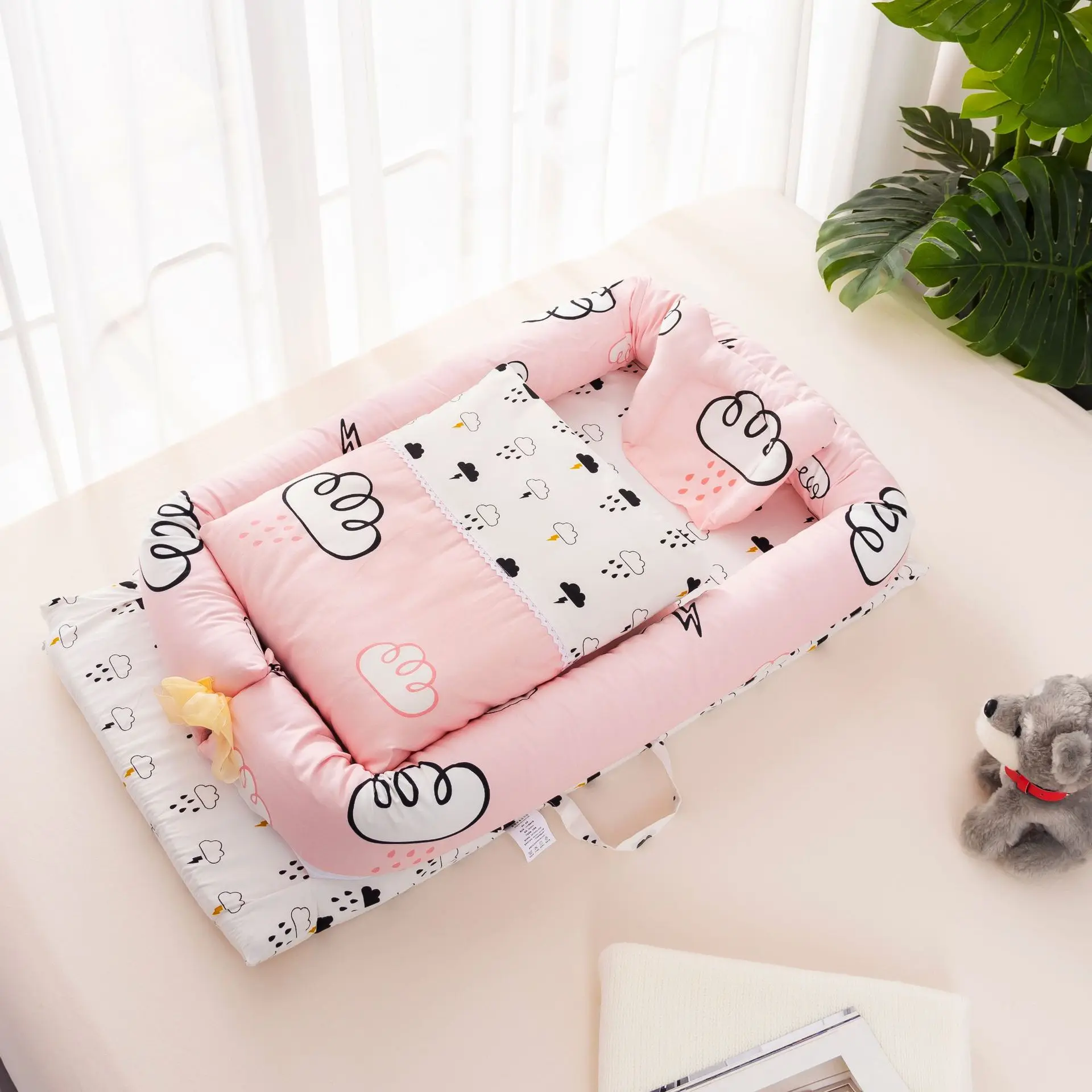 Детская кроватка гнездо портативная съемная и моющаяся дорожная кровать для