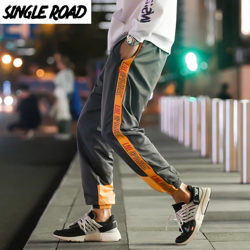 SingleRoad мужские шаровары Хип хоп Японская уличная одежда брюки карго в полоску