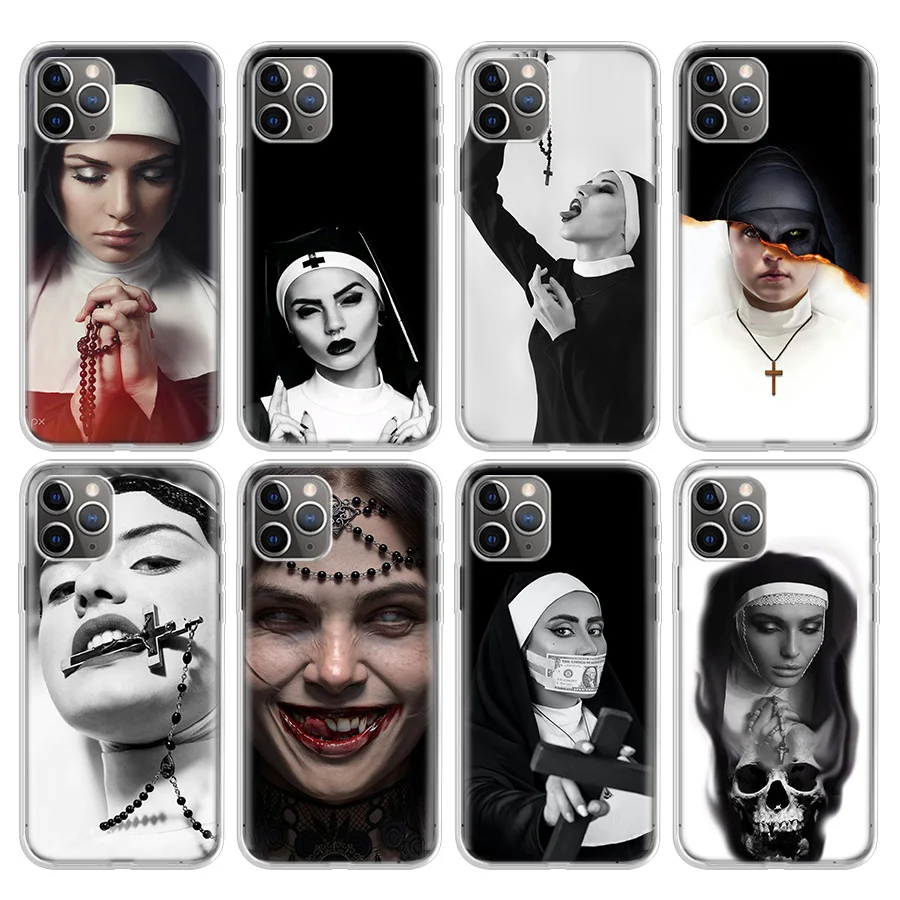 

Sister Style Nun Sexy Girl Phone Case For iPhone 13 11 7 XR 12 Pro Max X 7 6 6S 8 Plus 12 Mini XS Max 5 5S SE Soft Back Cover Ba