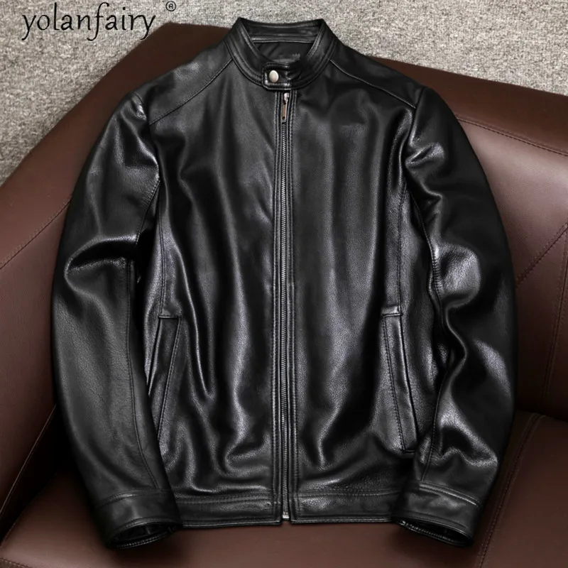 

Real Leather Jacket Men Clothes Spring Autumn Cow Leather Coat Casaul Streetwear Slim Men Clothing Chaqueta De Los Hombres 2021