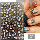 Переливающиеся бронзирующие осенние листья 3D наклейки для ногтей осенние золотые черные блестящие кленовые листья наклейки слайдер дизайн ногтей украшение для маникюра