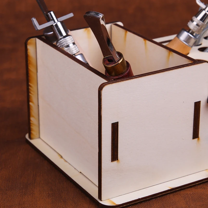 

LMDZ DIY Leather Set Hand Sewing Pliers Taper Knife Leather Cutting Tools Manual Set Wooden Leather Tools Storage Box