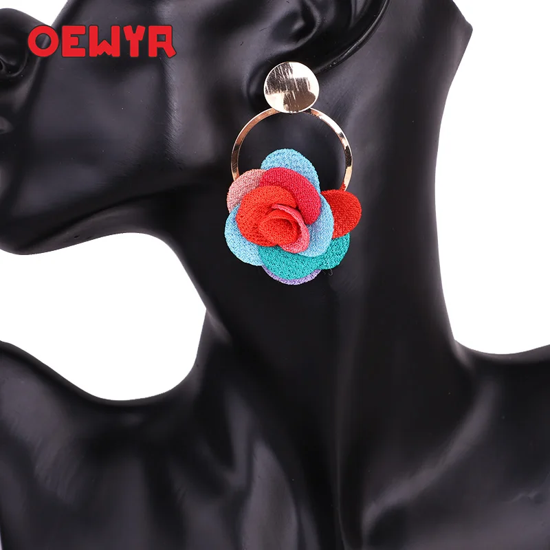 OEWYR, элегантные модные женские серьги, цветные, большие, круглые, с цветами, массивные серьги,, серьги для женщин, летние, цветные, подарок