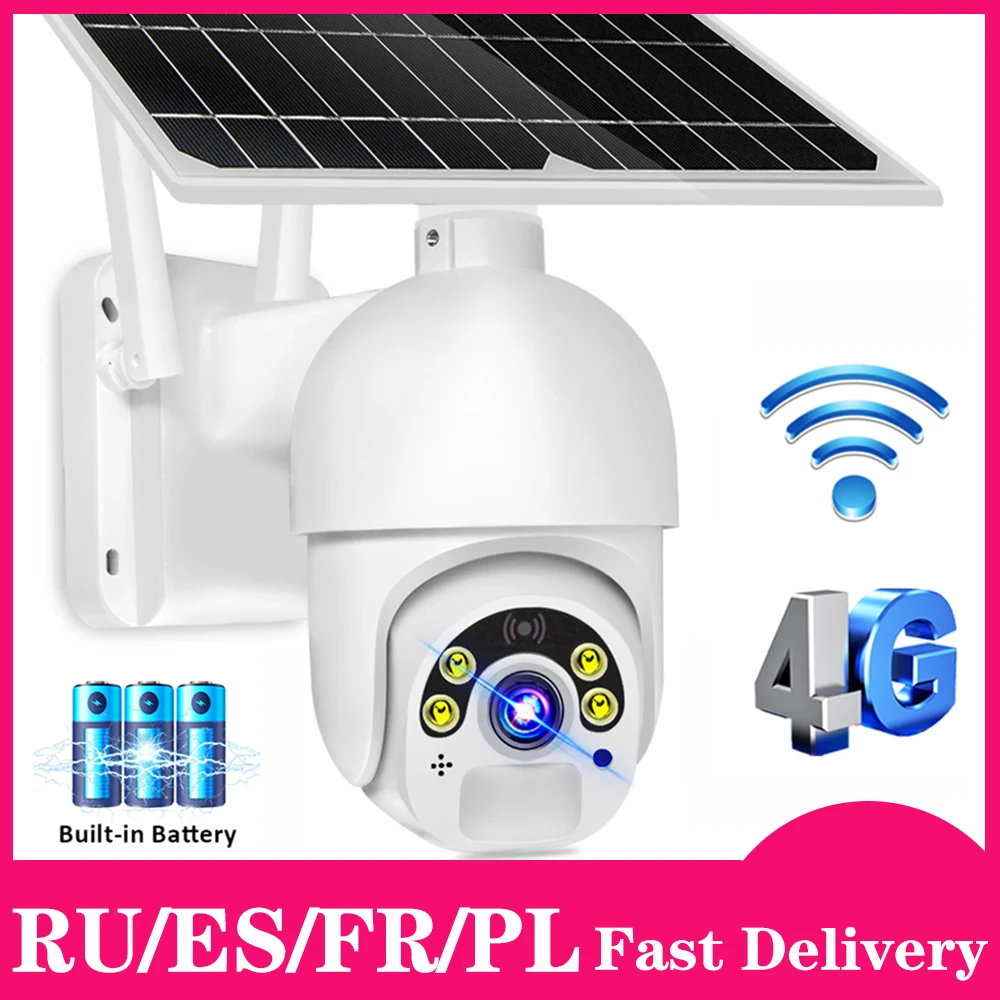 

WIFI Camera Outdoor 3G 4G Sim Card 1080P HD Bulit-in Battery Solar Wireless PTZ IP Camera WI-FI Street Video Surveillance CCTV