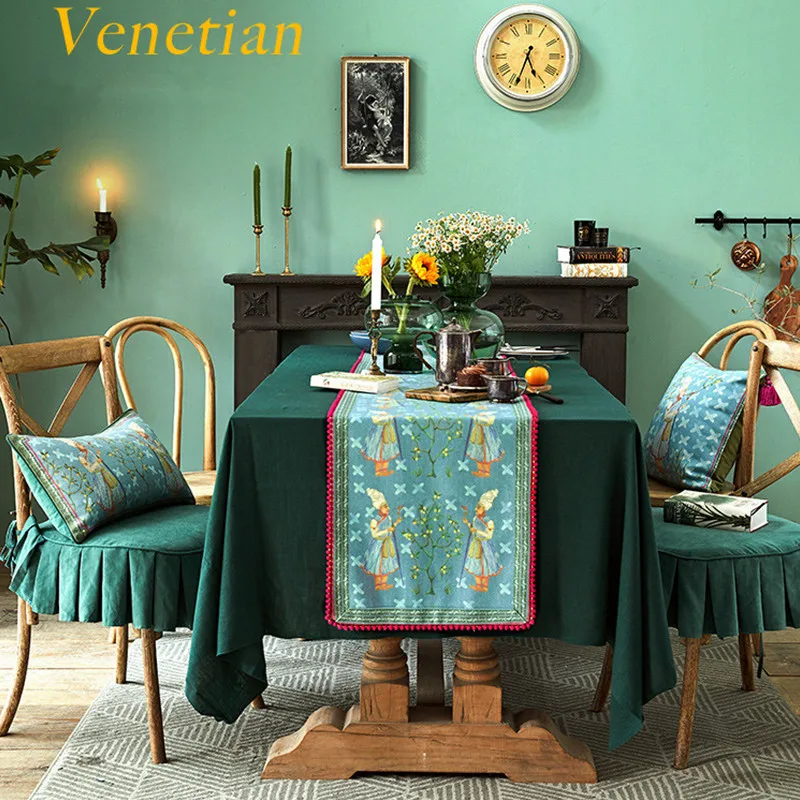 Venetian businessman blue wool table runner hotel christmas decorations for home runners | Дом и сад