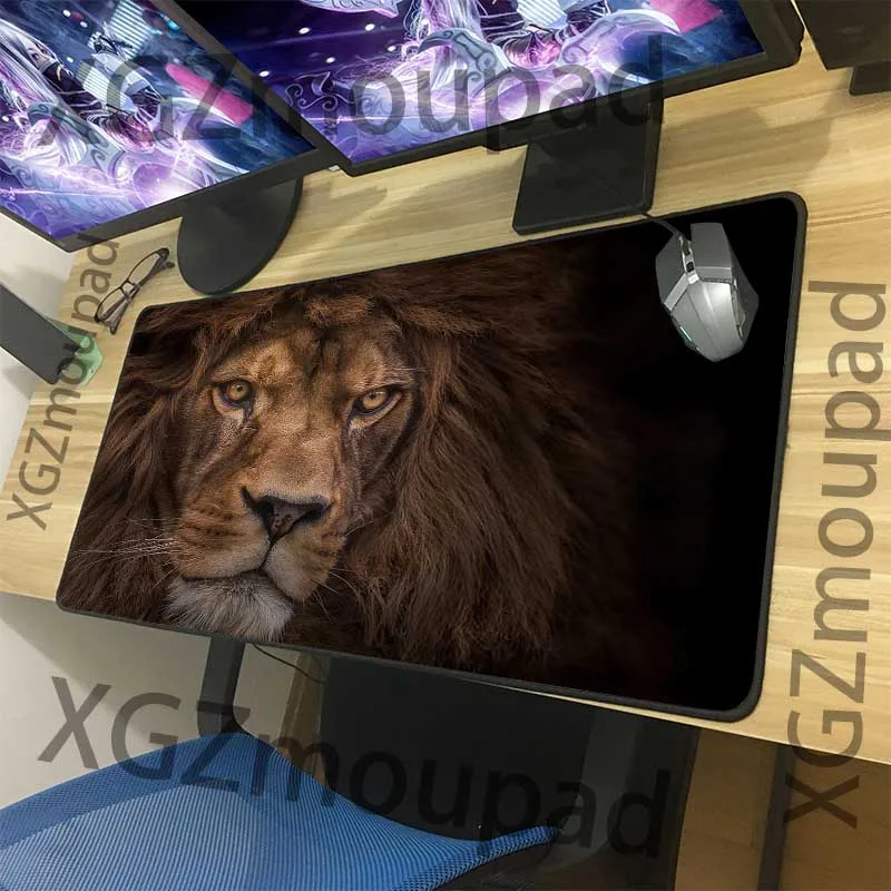 Большой игровой коврик для мыши XGZ с черными застежками животные свирепый лев HD