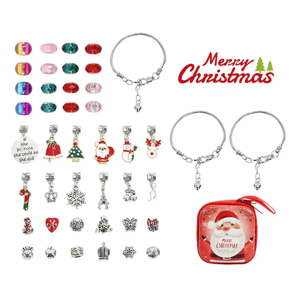 

Christmas Bracelet Set DIY Craft Jewelry Pendant Kits For Girls Christmas Element Pendant With Storage Box For Easy Storage