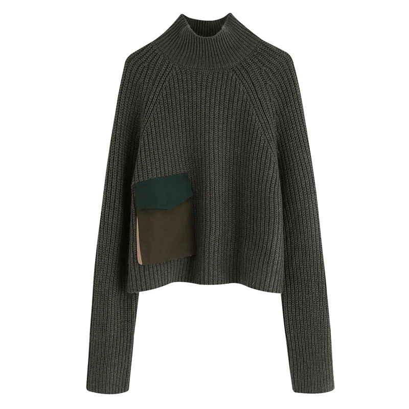 ZOEPO с высоким плотно облегающим шею воротником коротким свитеры Для женщин