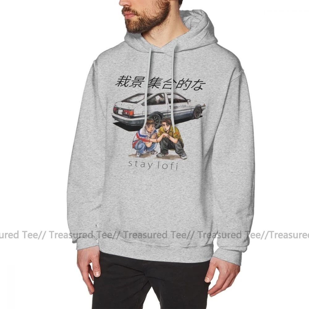 Initial D худи Initial LoFi толстовки черный пуловер размера XXL худи мужские хлопковые классные осенние длинные уличные толстовки - Цвет: Gray