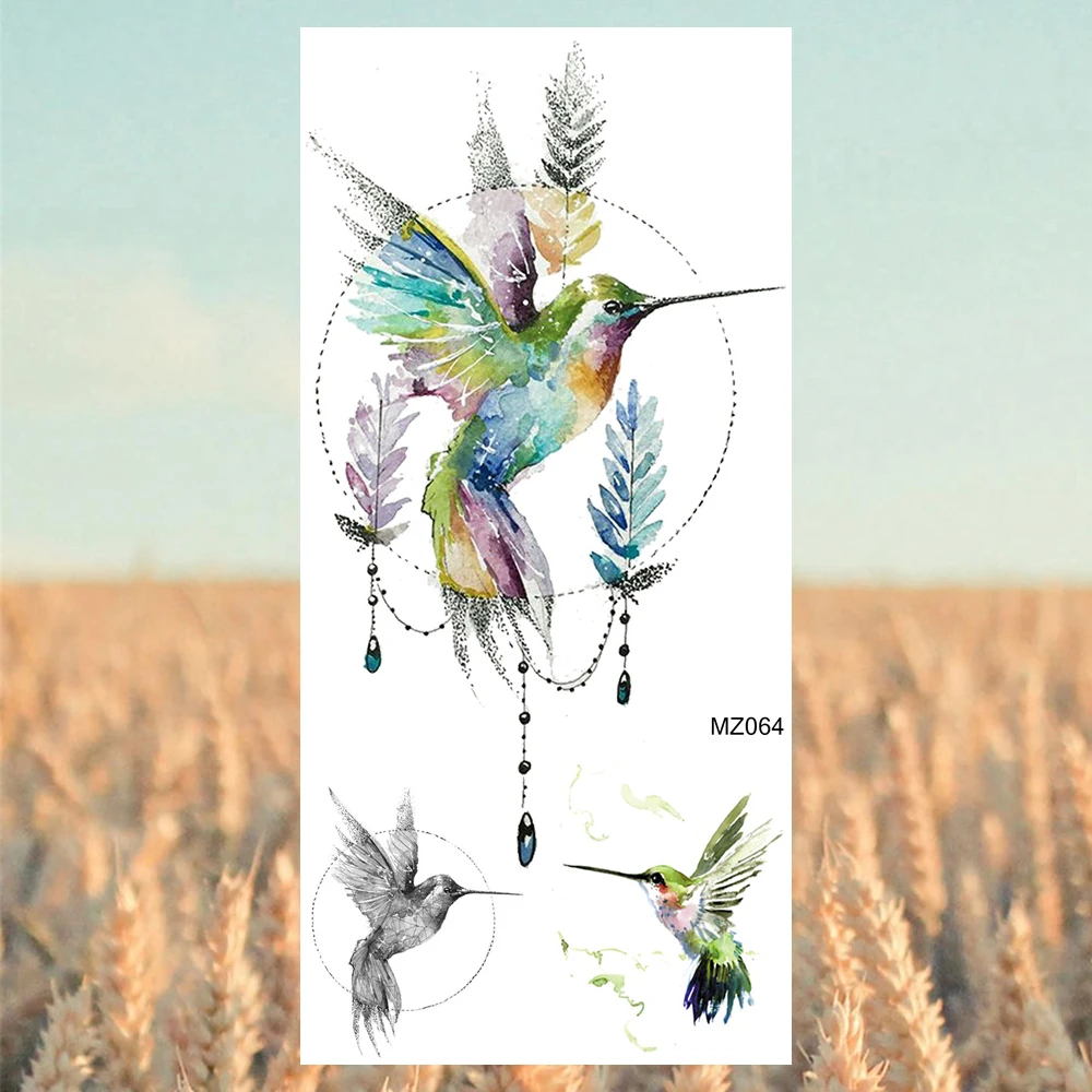 Временные татуировки для женщин акварельные пионы цветы колибри Бабочка Далия