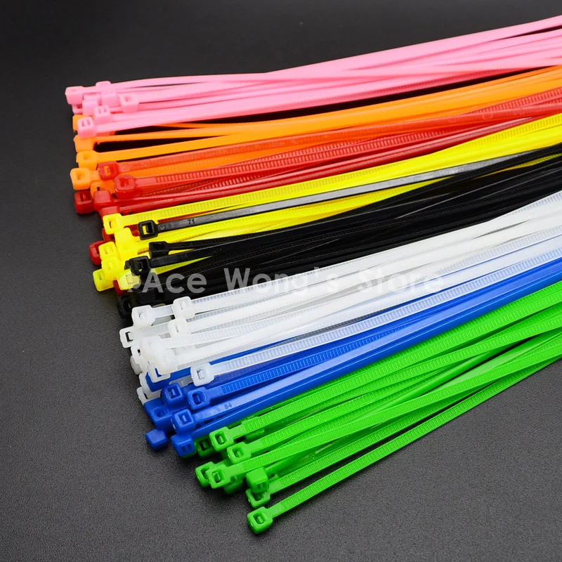 

400Pcs/pack 4*200mm width 2.7mm Colorful Factory Standard Self-locking Plastic Nylon Cable Ties,Wire Zip Tie