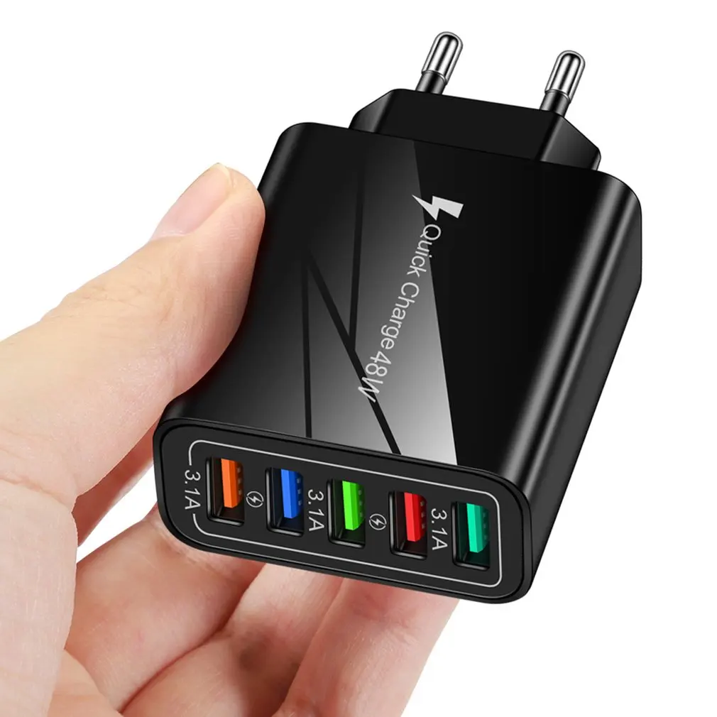 

Универсальное настенное зарядное устройство с 5 USB-портами, 48 Вт