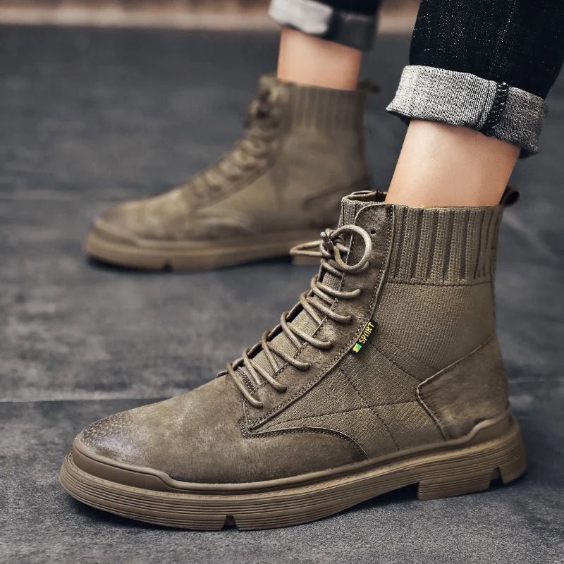 Высокие хлопковые ботинки удобная повседневная мужская обувь