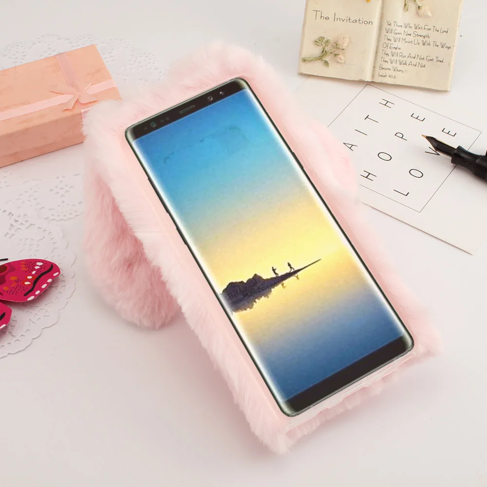 LAPOPNUT теплый пушистый кролик ушки плюшевый мягкий чехол для Samsung Galaxy S20 Ultra S9 S8 Plus S7