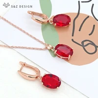 sz design fashion oval cubic zirconia dangle earrings pendant necklace jewelry sets for women girl wedding party jewelry gift