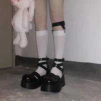 new 1 pair women black white leg sock brand new casual thigh high punk style wind sport hosiery harajuku breatheable leg wraps