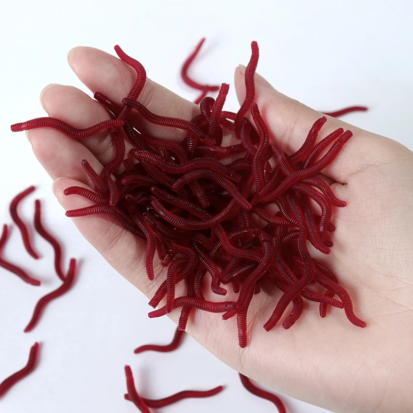 

Soft Bait Fishing Simulation Red Worm Artificial 4cm Fish Bait Fishing Tackle Real Fish Bait With Fishy Smell 50pcs /Pack