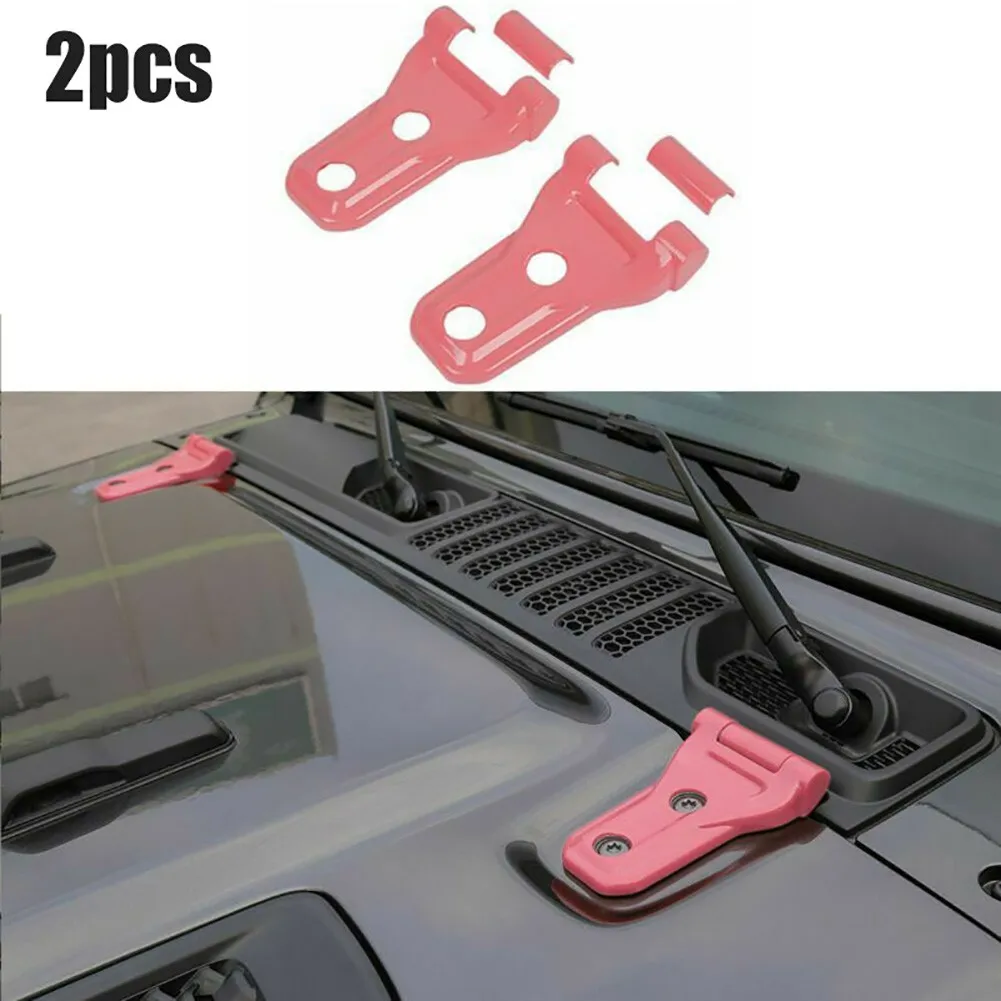 

2PCS Pink Exterior Engine Hood Hinge Cover Trim ABS Plastic Decoration Accessories For Jeep Wrangler JL/JT 2018+