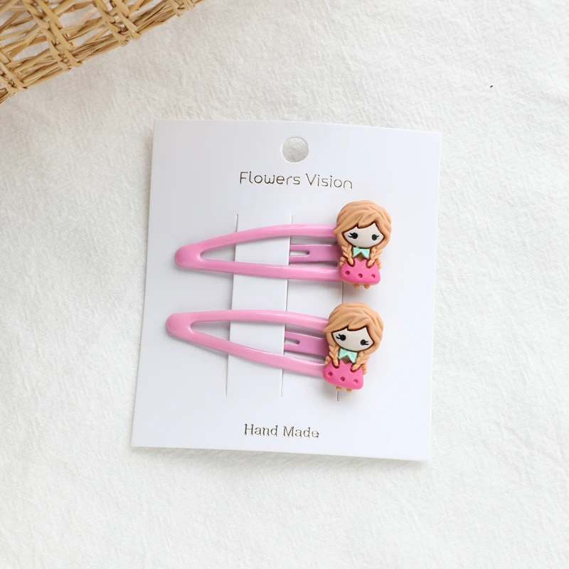 Hairpins D 2 шт. европейские американские принцессы BB заколки для волос Детские эластичные детские ленты для волос головной убор Детские веревки для волос аксессуары для волос для девочек - Цвет: Hairpins D