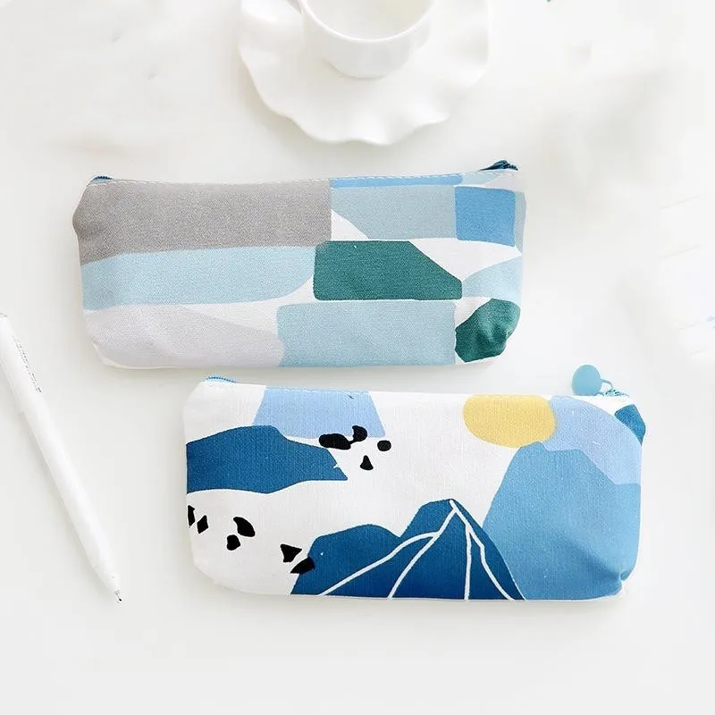 

1pc 21*8cm Pencil Bag Fabric Pen Storage Bag for Students Canvas Zipper Pencil Case Pouch School Office Supplies Stationery