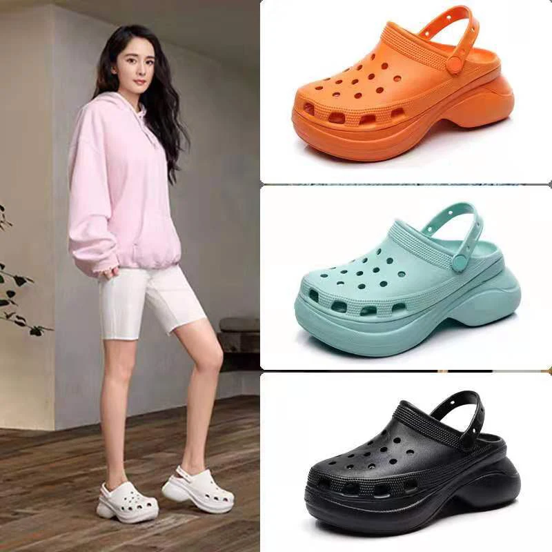 

Thick-soled Baotou Sandals Female 2021 Summer New Slope Heel increase Beach hole Shoes Fairy Garden High Heels Tide