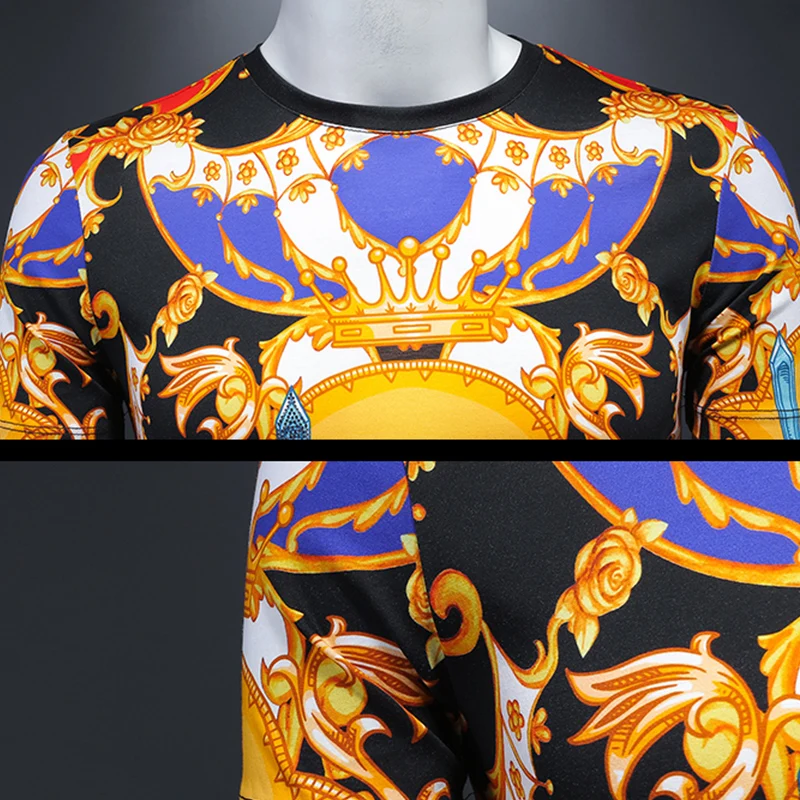 

Brand 2021 Harajuku T Shirts Men Chinese Style Luxurious Print Short Sleeve T-Shirt Camiseta Hombre Hollow Breathable Tee Tops