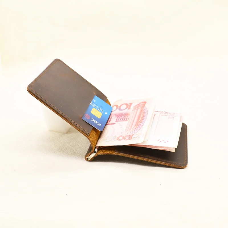 Ручной работы Пояса из натуральной кожи зажим для денег кошелек Slim с