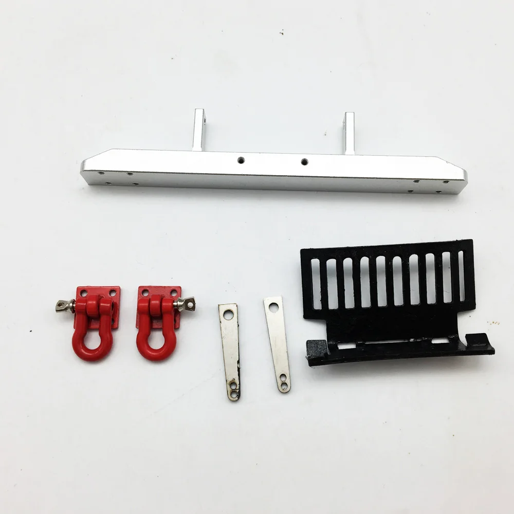 RBR/C WPL B36 Урал специальный металлический передний бампер DIY обновление модифицированная модель скалолазание внедорожный пульт дистанционного управления автомобиль игрушка аксессуары - Цвет: Silver and 2 hooks
