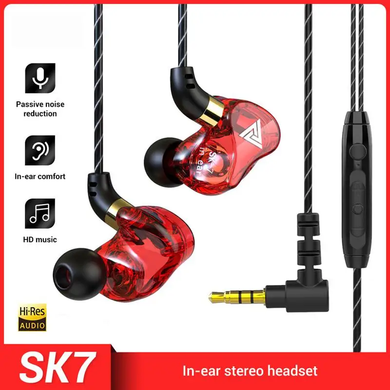 

SK7 Wired Headphones 3.5mm Low Latency HiFi Bass Earphone Stereo HD Music Headsets With Mic Noise Canceling Earphone