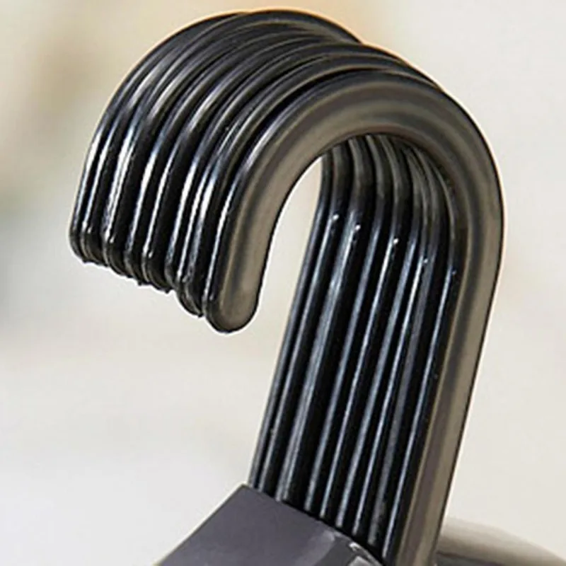 

10pcs Adult Clothing Hanger Black Plastic Portable Household Clothes Dress Organizer Non-Slip Outdoor Dry Clothes Hanging Rack