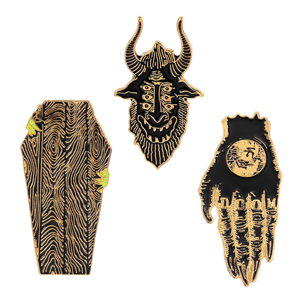 Броши Руки рома сатана видит весь гроб Ползучая жесткая эмалевая булавка